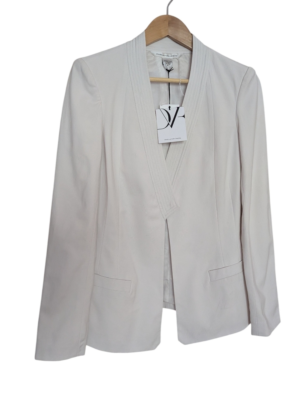 Diane Von Furstenberg Geo Lined Blazer Size 6 Off-White